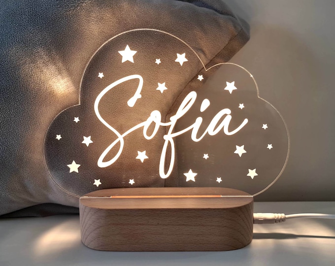 Personalised Night Light Baby Gift - Custom Name Nursery Decor Night Light - 1st Birthday Gift -  Baby boy gift - Baby Girl Gift Cloud