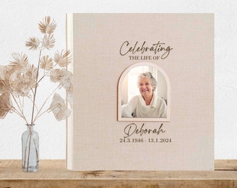 Custom Photo Album Memorial | Funeral Guest Book | Celebration of Life Linen Album | Photo Scrapbook | In Loving Memory Of | Memory Book