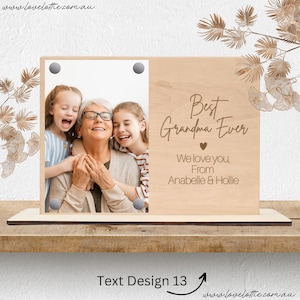 Cadre photo personnalisé pour la fête des mères - Cadeau personnalisé sur plaque en bois pour maman, grand-mère, grand-mère, nounou, grand-mère, etc.