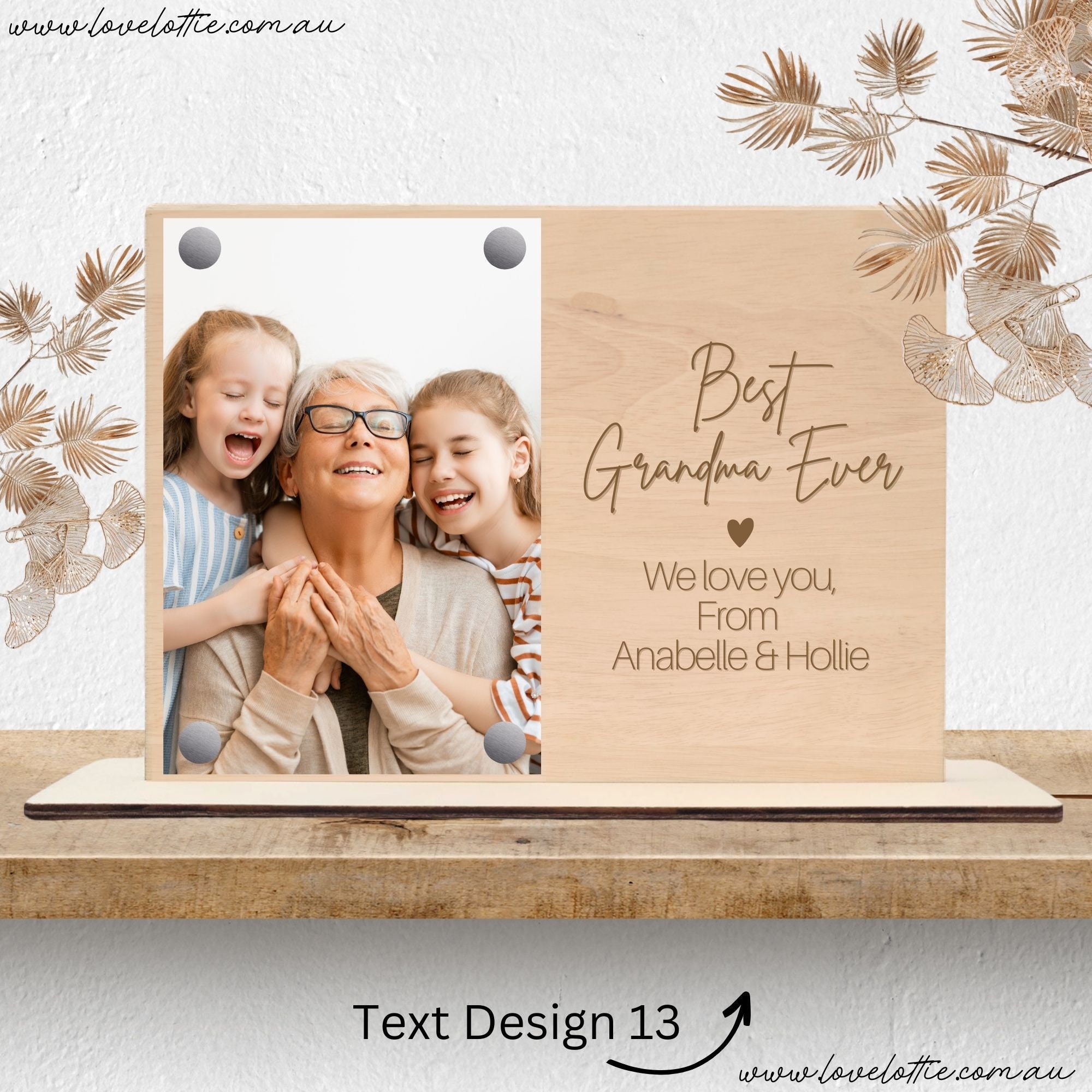 Personalised Mother's Day Photo Frame - Custom Wood Plaque Gift For for Mum, Grandmother Grandma, Nanny, Nana etc