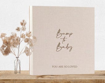 Linen Pregnancy Journal - Pregnancy Planner Gift for Expectant Mother, Plain Page Pregnancy Record Scrapbook