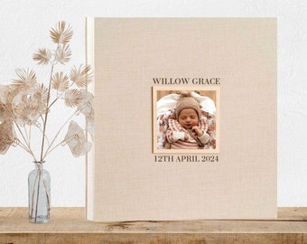 Baby Gift Photo Album With Self Adhesive Sleeves | Linen Baby Girl Photo | Baby Boy Keepsake Book | Baby Scrapbook Birthday Album