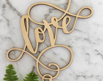 Love Swirl Rustic Wood Wedding Cake Topper