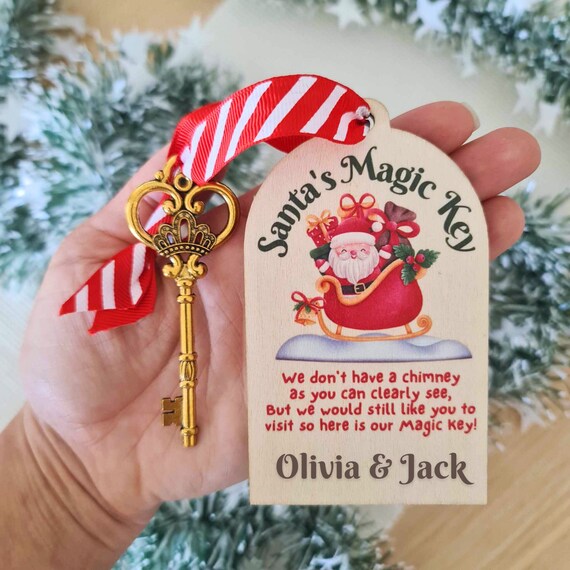 Santa's Magic Key for No Chimney House Metal with Santa Claus Note Card  Reindeer