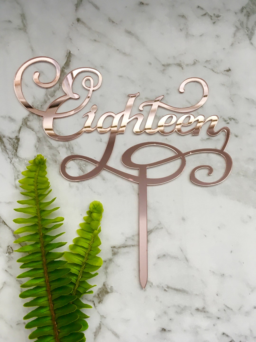 Eighteen Cake Topper - Acrylic Rose Gold Cake Topper - 18th Birthday ...