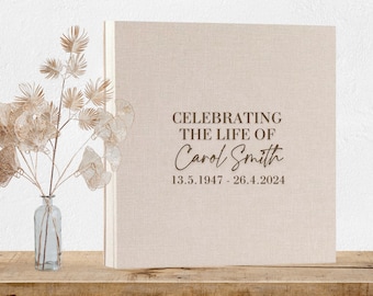 Memorial Guest Book - Custom Celebration Of Life Book - Personalized Wooden Funeral Guestbook - Memorial Book of Condolences Memory Book