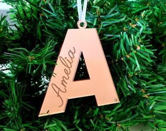 Personalised Name Bauble Decoration Hanging Christmas Tree Ornament - Custom Name Gift - Name Letter