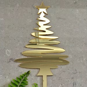 Christmas Tree Acrylic Gold Mirror Cake Topper image 2