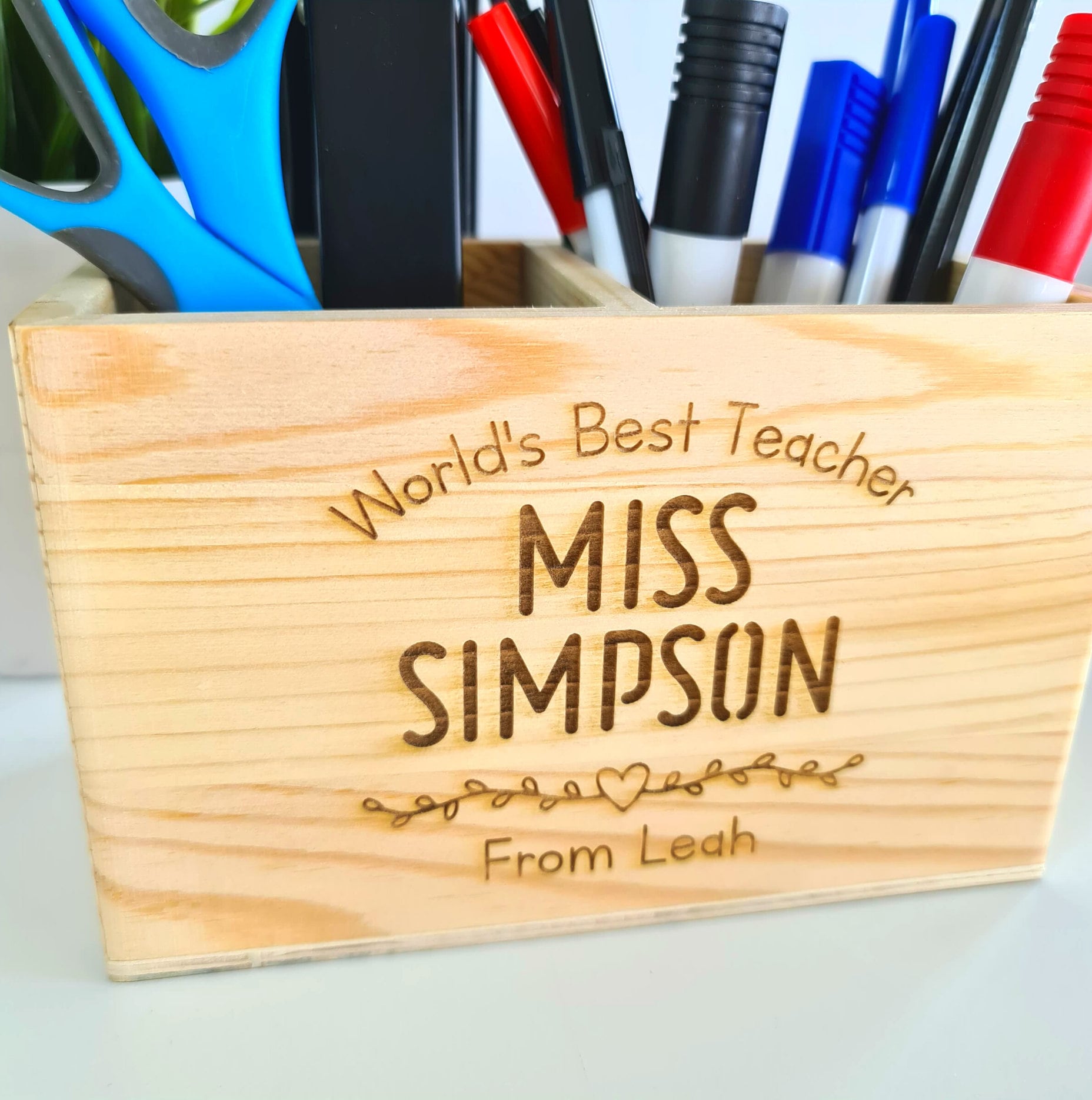 Taidesor Custom Bradley first time teacher gifts top of desk organizer,  Personalized retirement teacher gift wood desk top organizer, Engraved  first