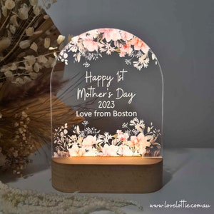Gepersonaliseerde Moederdag Cadeau Plaque Light - Moederdag Cadeau van dochter - Cadeau voor mama - Eerste Moederdag - Happy Mothers Day Boarder