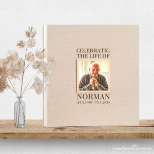 Memorial Guest Book - Custom Celebration Of Life Book - Personalized Wooden Funeral Guestbook - Memorial Book of Condolences Memory Book