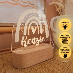 Personalised baby gift or Nursery Decor - Custom Name Night Light Rainbow - RAINBOW SHAPE LIGHT