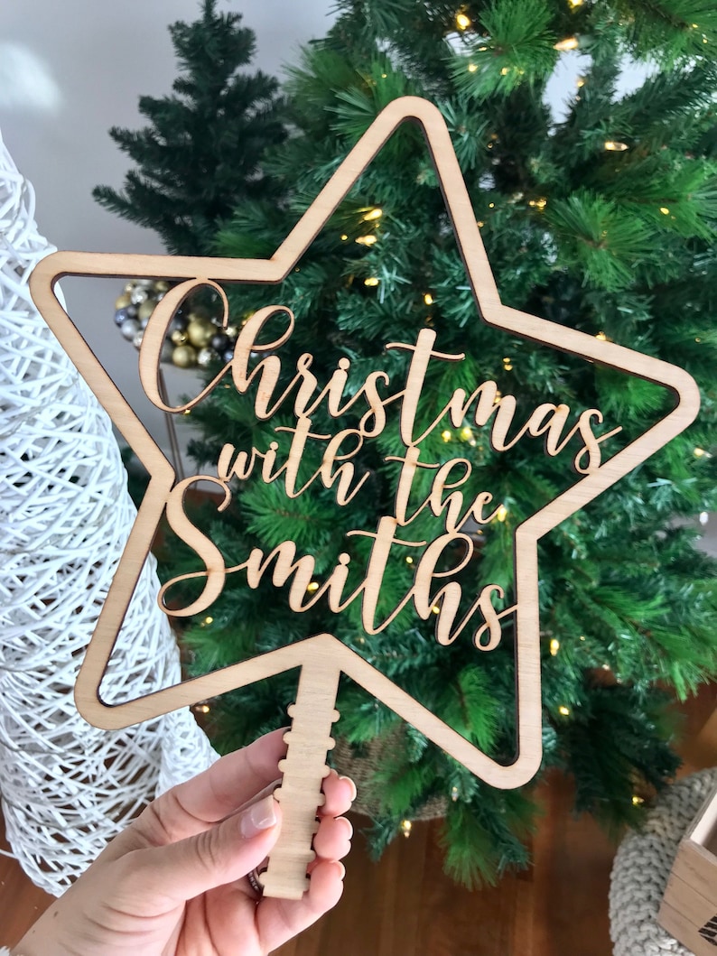 Gold Glitter Star Personalised Christmas Tree Topper Christmas Decoration Ornament