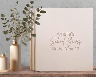 School Memory Book Personalised School Photo Album, School Years Scrapbook Keepsake, Graduation Gift, Kindy School Memory Book, Faux Leather