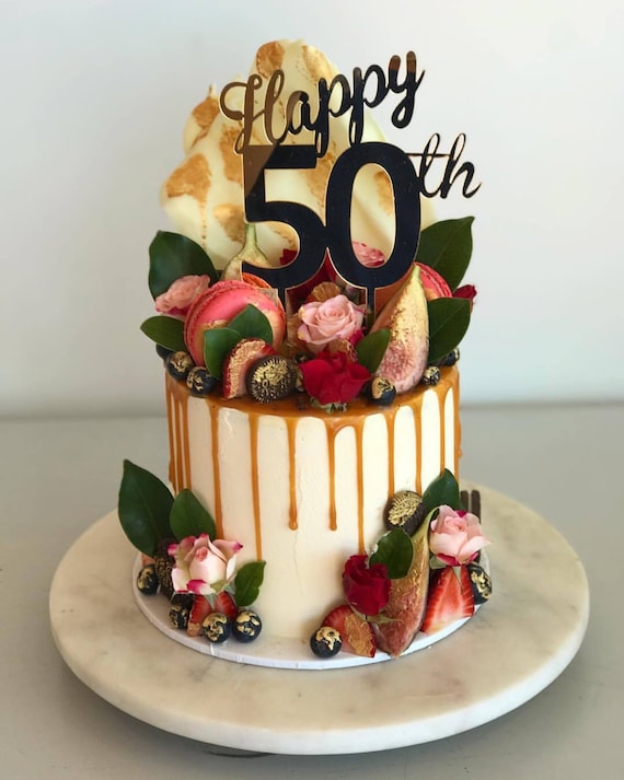 Birthday Candle Gold Number 50 BIG 13cm 50th Party Cake Decoration
