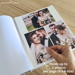 Álbum de fotos de boda de lino personalizado Regalo de aniversario de boda Nombres y fecha de compromiso de pareja Regalo para el marido Regalo para la esposa imagen 8