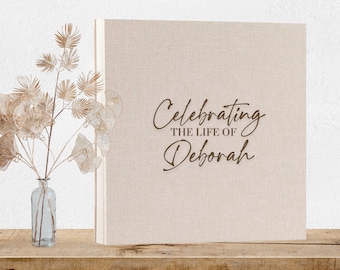 Memorial Guest Book - Custom Celebration Of Life Book - Personalized Wooden Funeral Guestbook - Memorial Book of Condolences Memory Book