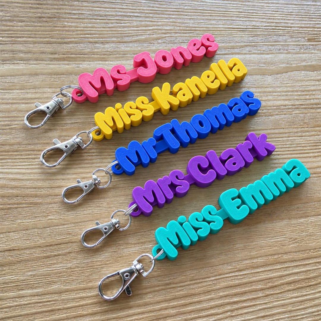 Peronalized Keychains Personalized 3D Printed Name Keychain - School Bag Tag, Party Favor ...