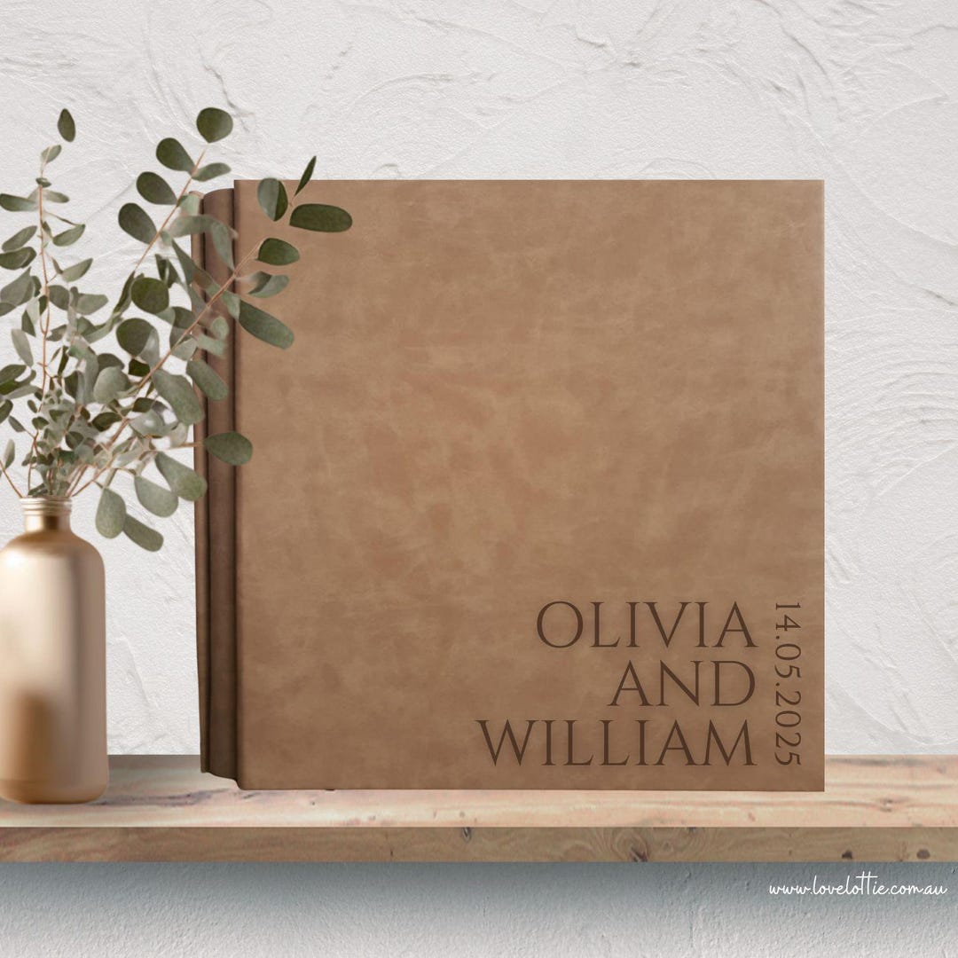 Personalised Linen Wedding Photo Album - Wedding Anniversary Gift - Couple Engagement Names and Date - Gift for husband - Gift For Wife
