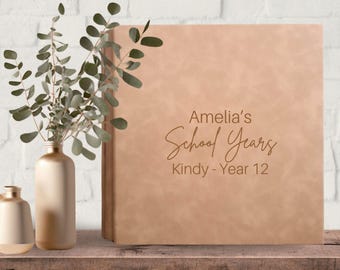 School Memory Book Personalised School Photo Album, School Years Scrapbook Keepsake, Graduation Gift, Kindy School Memory Book, Faux Leather