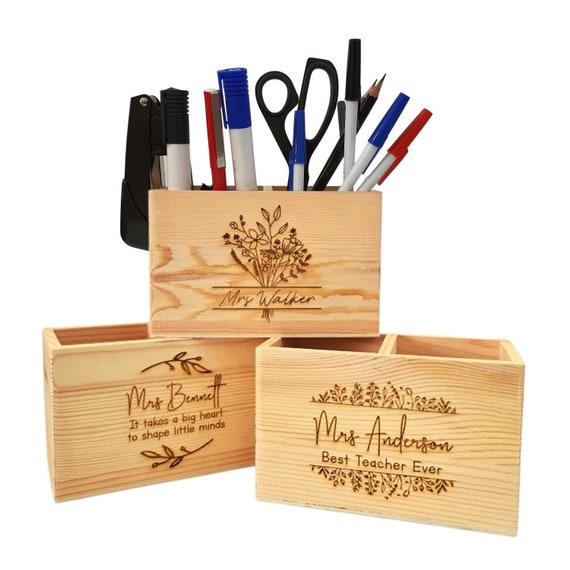 Personalized Wooden Desktop Organizer, Teacher Appreciation Gift, Custom  Home Desk Organizer Holder, Mens Gift, Father Gift, Mother Gift