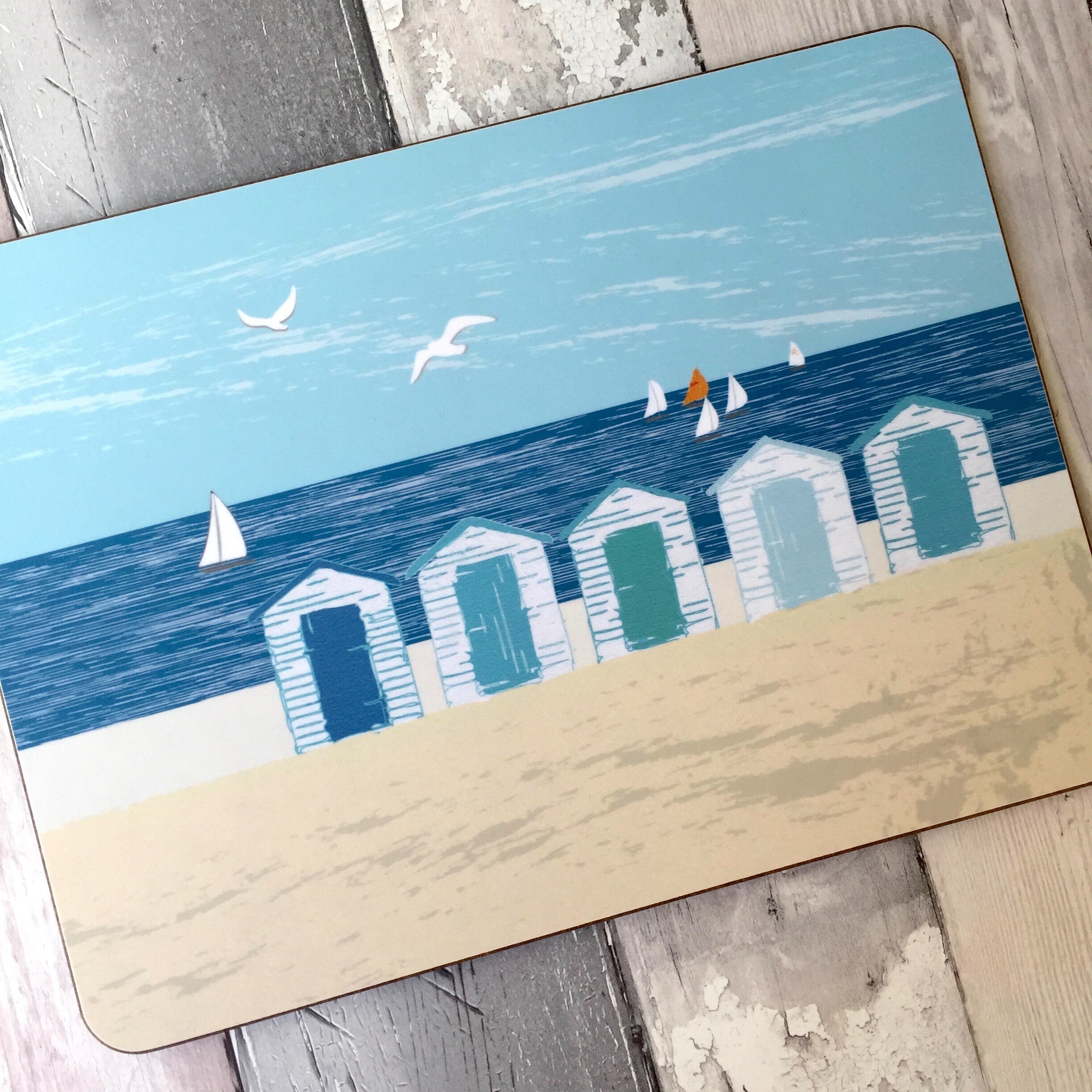 Coastal beach hut melamine placemats set of 4 table mats Etsy