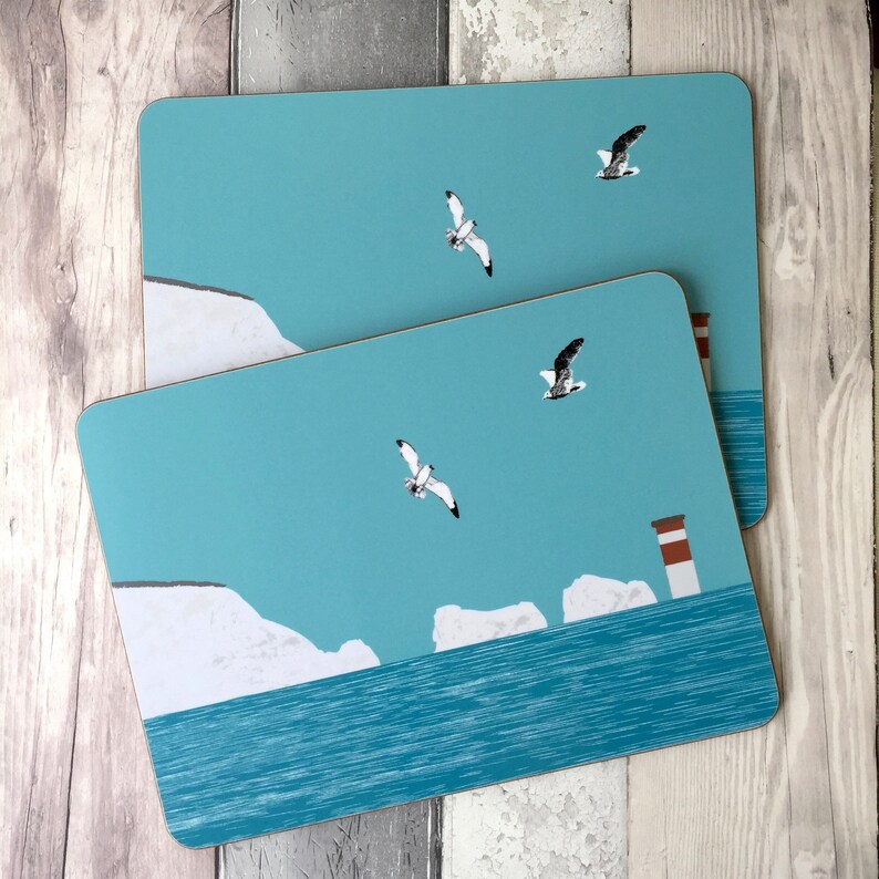 Lighthouse Placemats Blue Table Mats Coastal Image 0