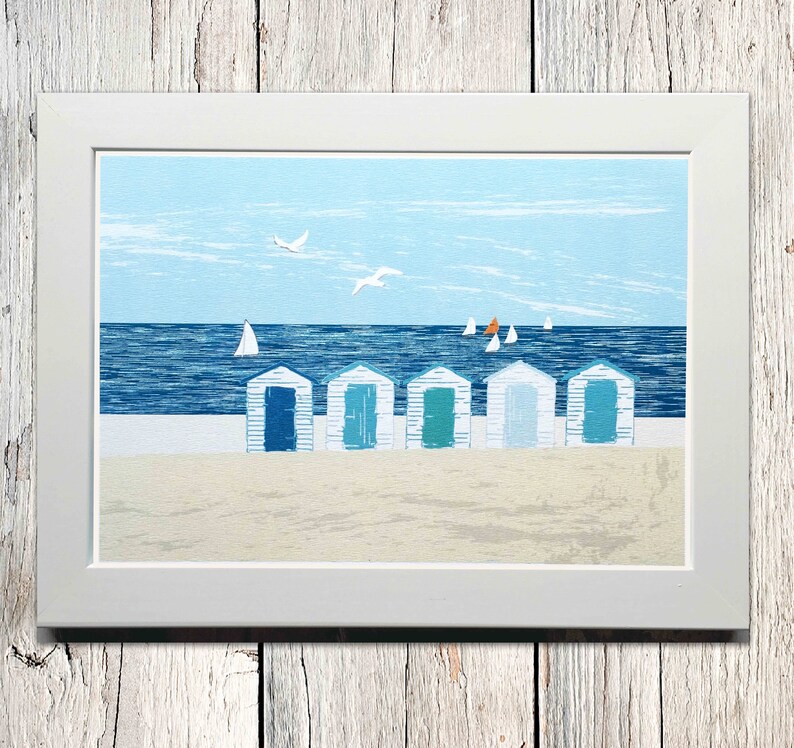 Beach Huts Wall Art Gift for Coastal Home Etsy UK