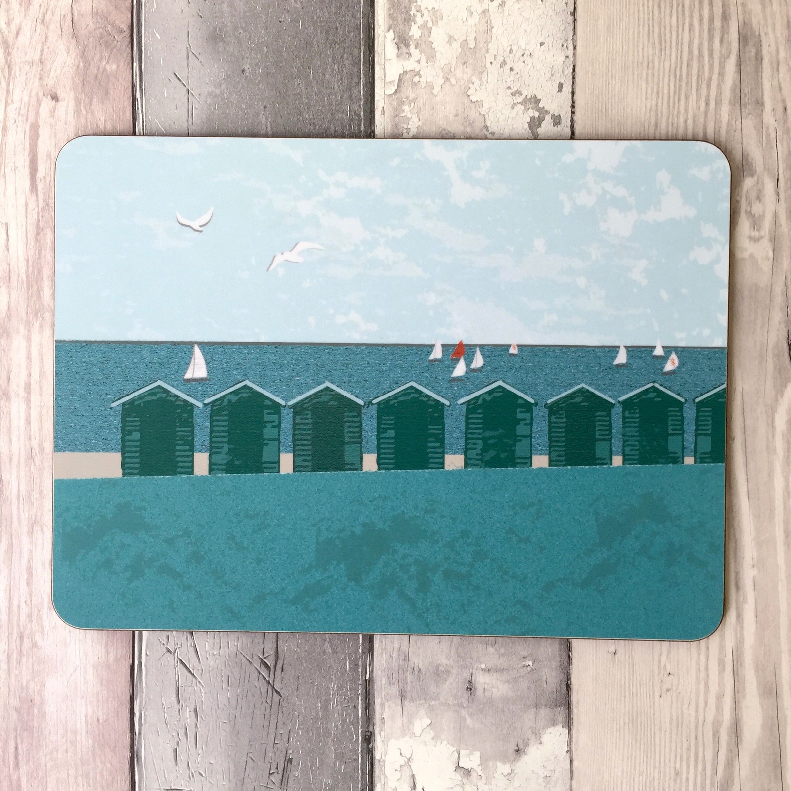 Placemats beach huts table mats coastal kitchen gift for Etsy