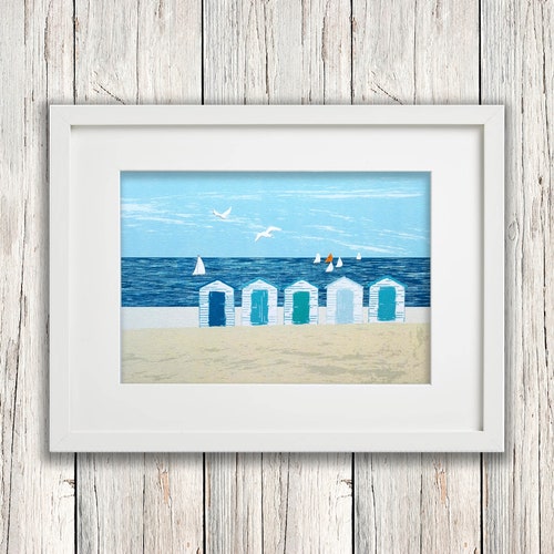Beach Huts Wall Art Gift for Coastal Home Etsy UK