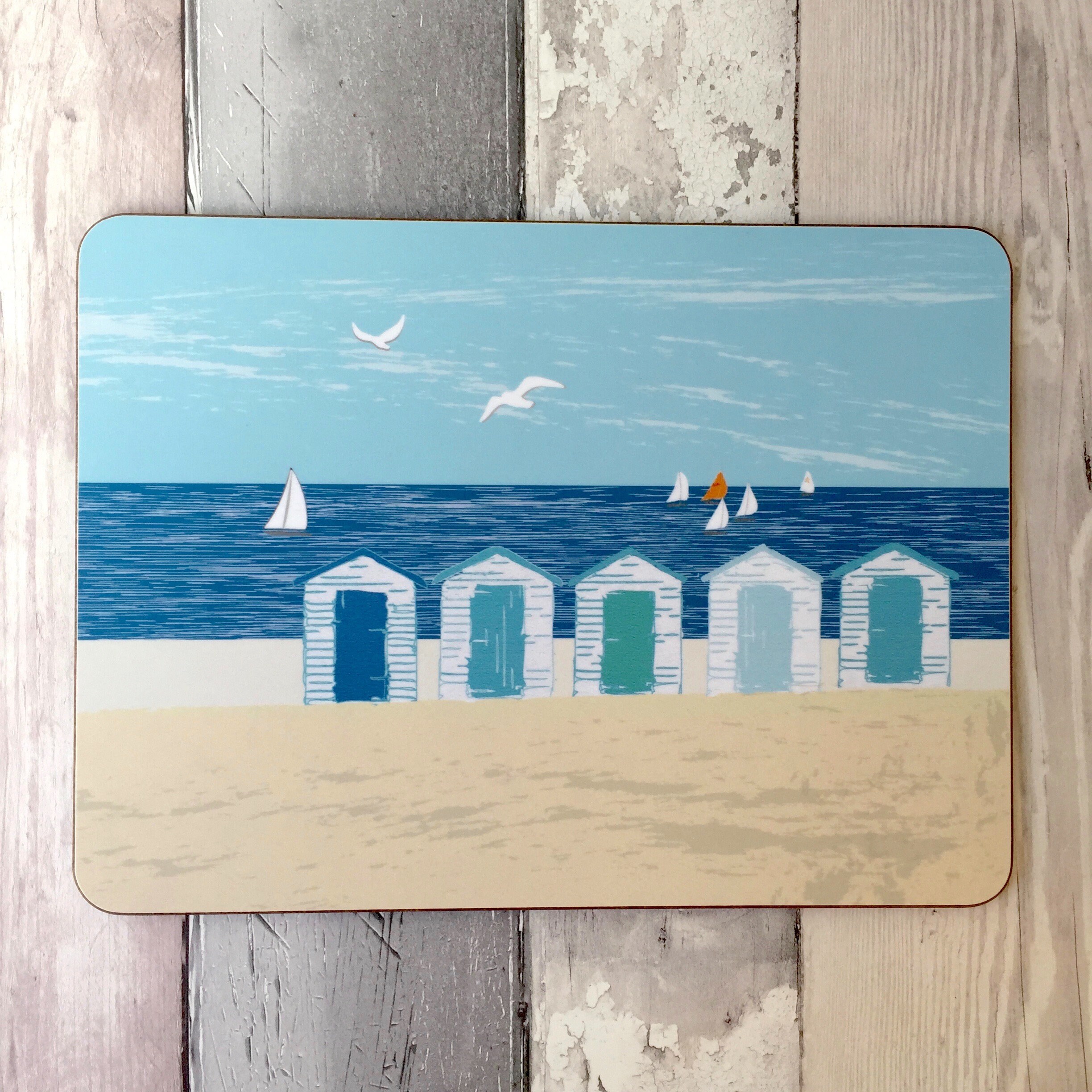 Coastal beach hut melamine placemats set of 4 table mats Etsy