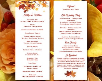 fall wedding program etsy