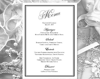 printable wedding menu template infinity love etsy