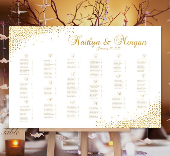Wedding Seating Chart Poster Alphabetical Order