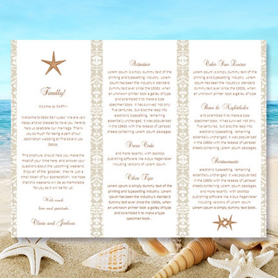 Destination Wedding Itinerary Template Starfish Etsy