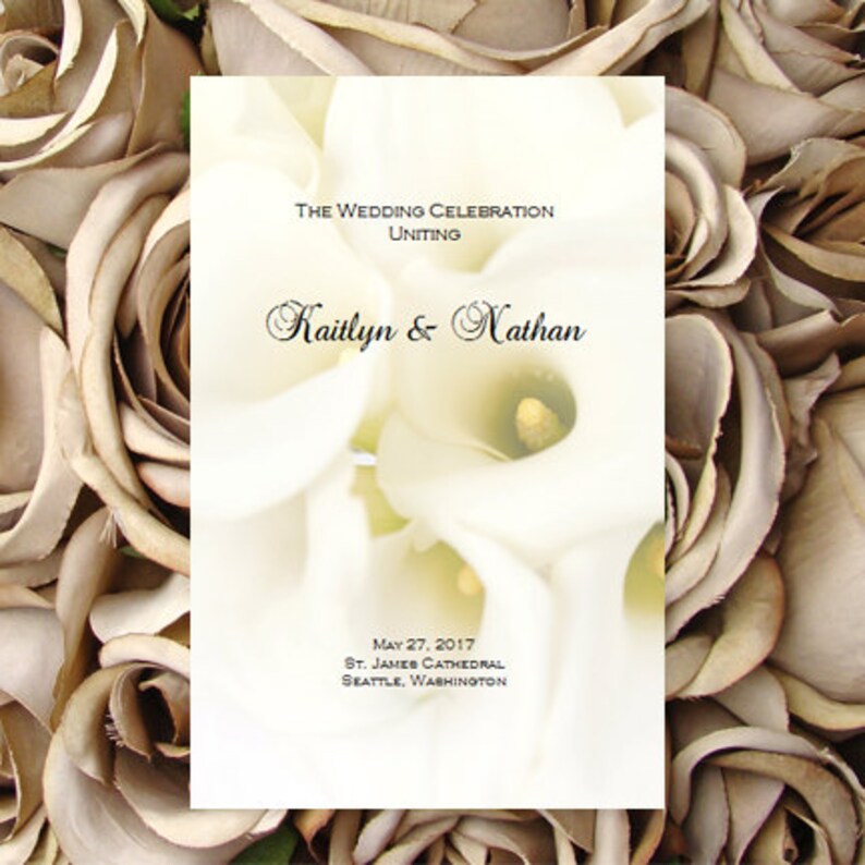 Wedding Program Calla Lily Word Doc Order Of Etsy
