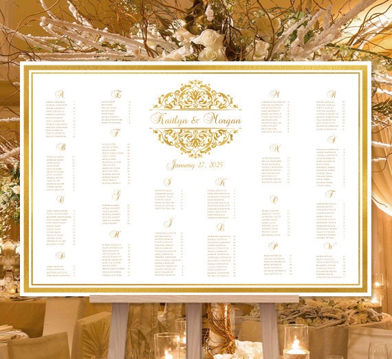 Wedding Seating Chart Poster Alphabetical Order
