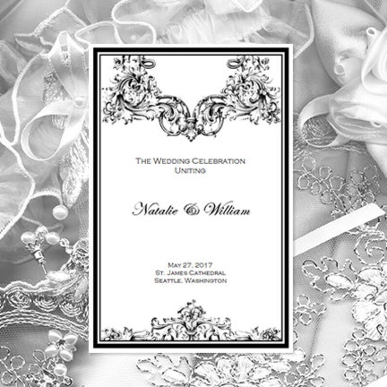 Catholic Church Wedding Program Vienna Black Etsy