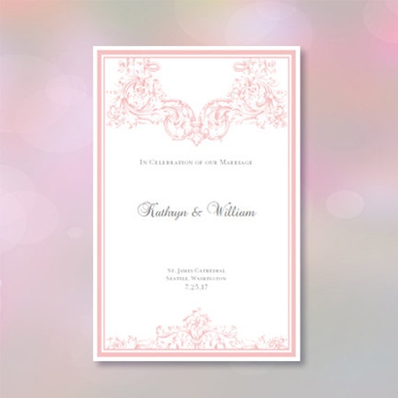 Printable Wedding Program Template Vienna Blush Etsy