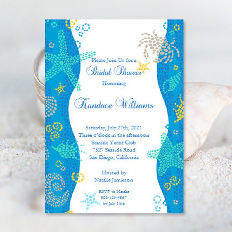 Beach Bridal Shower Invitations Wedding Shower Invitation Template Beach Theme Bridal Shower Invitation Templates Diy You Print
