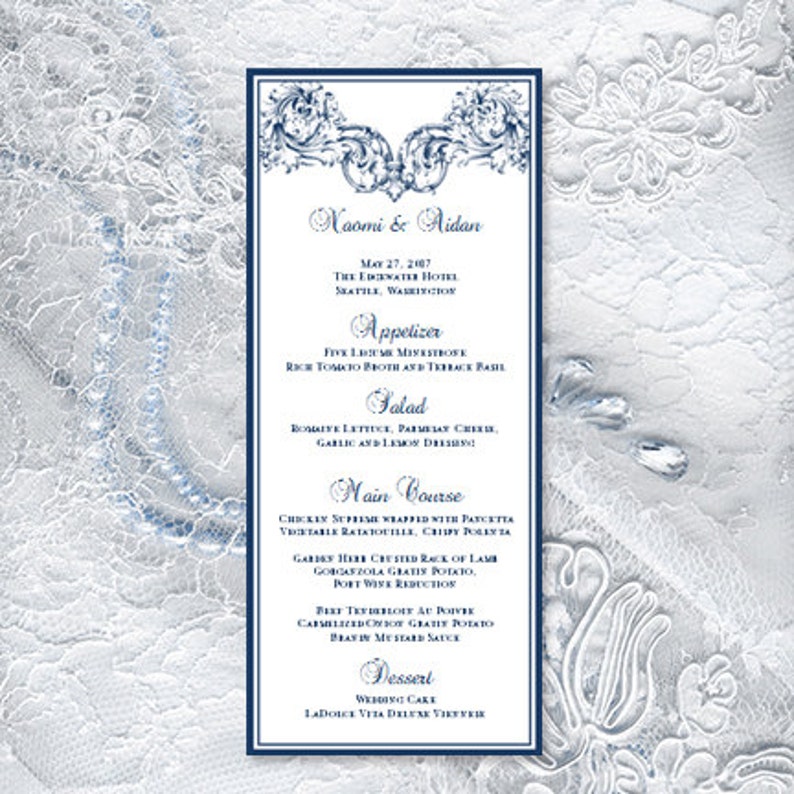 Wedding Menu Card Template Download Instantly Edit