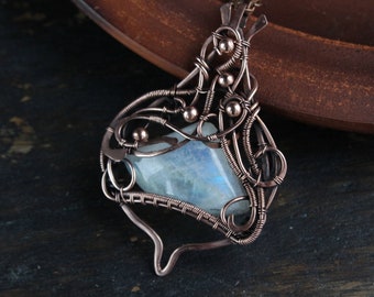 Rainbow moonstone Rustic Wedding jewelry Gemstone necklace unique necklace gemstone pendant wedding gift for bride from groommagical jewelry