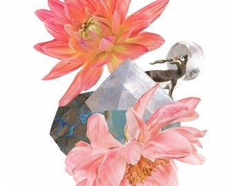 Gazelle and Peonies Open Edition Print