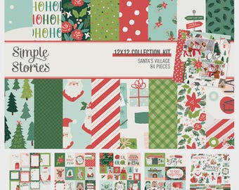 Kit de papeles estampados para álbumes de recortes Simple Stories Santa's Village (12x12 pulgadas) - Venta de liquidación