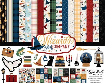Kit de colección de papel con patrones para álbumes de recortes Echo Park Paper Wizards and Company de 12 x 12 - Oferta de deshacer