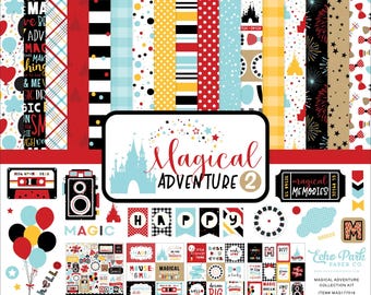 Kit de papeles estampados para álbumes de recortes Echo Park Paper Magical Adventure 2 de 12x12 pulgadas - Venta de liquidación