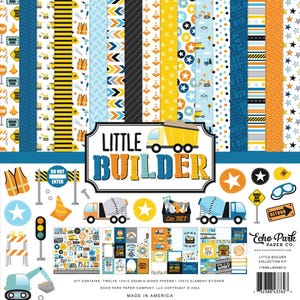 Echo Park Paper Little Builder 12x12 Scrapbook Pattern Paper Collection Kit - Destashing Sale