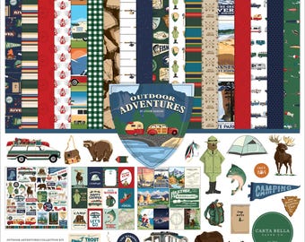 Echo Park Paper / Carta Bella Outdoor Adventures - Kit de colección de papel con patrones para álbumes de recortes de 12 x 12 pulgadas - Oferta de desmontaje