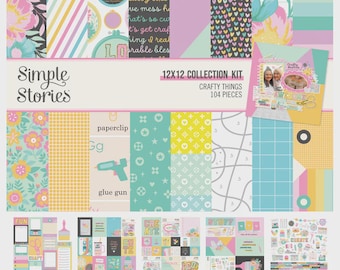 Kit de papeles estampados para álbumes de recortes Simple Stories Crafty Things de 12x12 pulgadas - Venta por liquidación