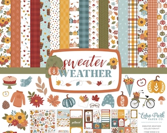 Kit de colección de papel con patrones para álbumes de recortes Echo Park Paper Sweater Weather de 12 x 12 pulgadas